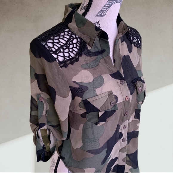 Camouflage & crotchet top xs - Picture 4 of 7